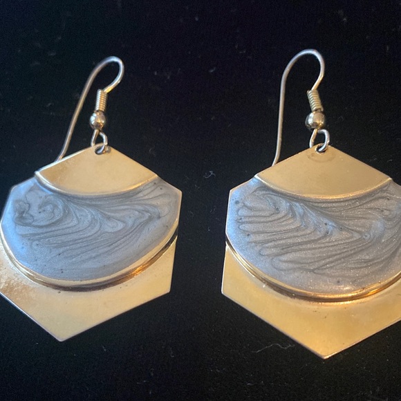 💛Vintage gold enameled earrings - Picture 3 of 11